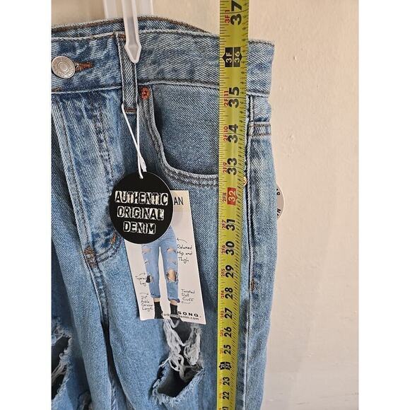 SONG Classic Mom Blue Jeans with Holes size 5,27 24 inseam - Picture 9 of 12